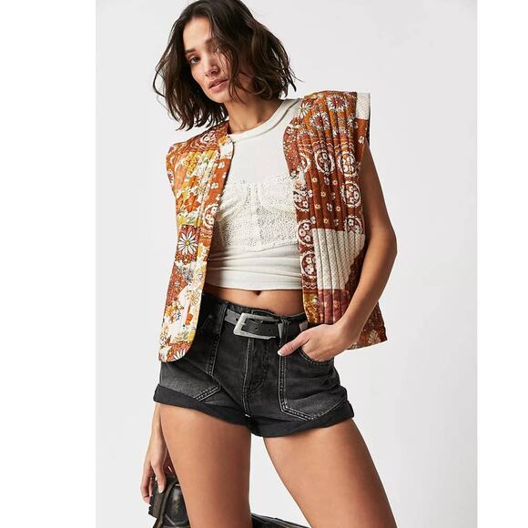 Free People Jackets & Blazers - New Free People SPELL Cha Cha Quilted Vest $249 SMALL Brown  REVERSIBLE